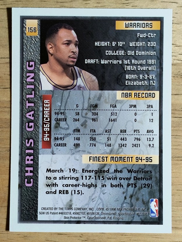1995-96 Finest #156 Chris Gatling