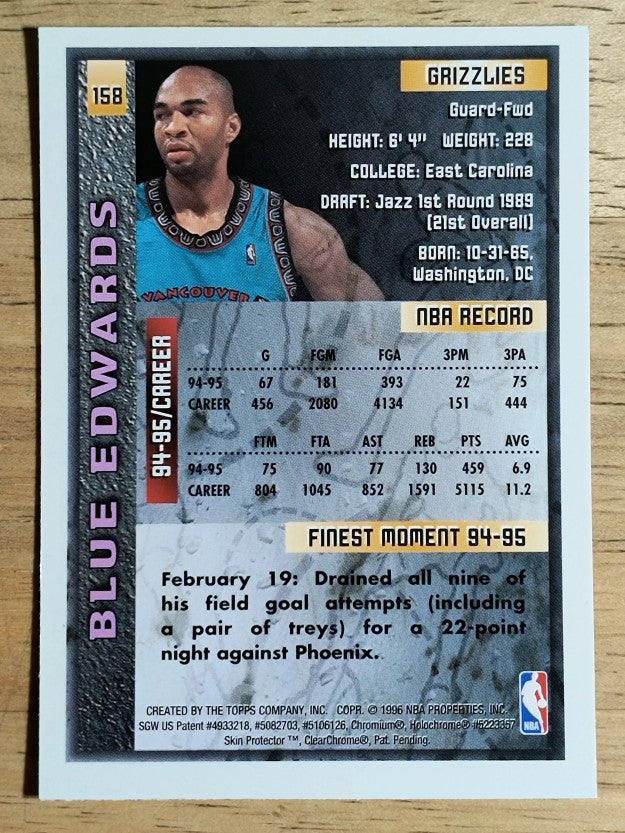1995-96 Finest #158 Blue Edwards