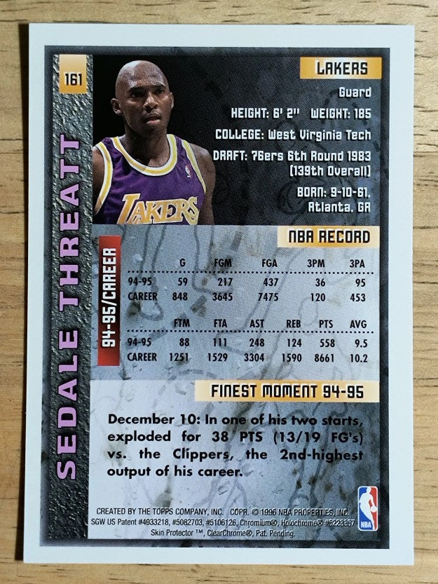 1995-96 Finest #161 Sedale Threatt