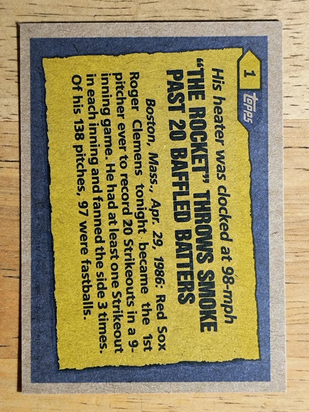 1987 Topps #1 Roger Clemens RB
