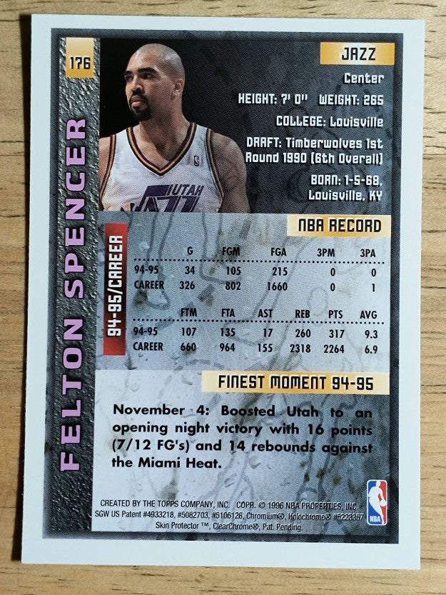 1995-96 Finest #176 Felton Spencer