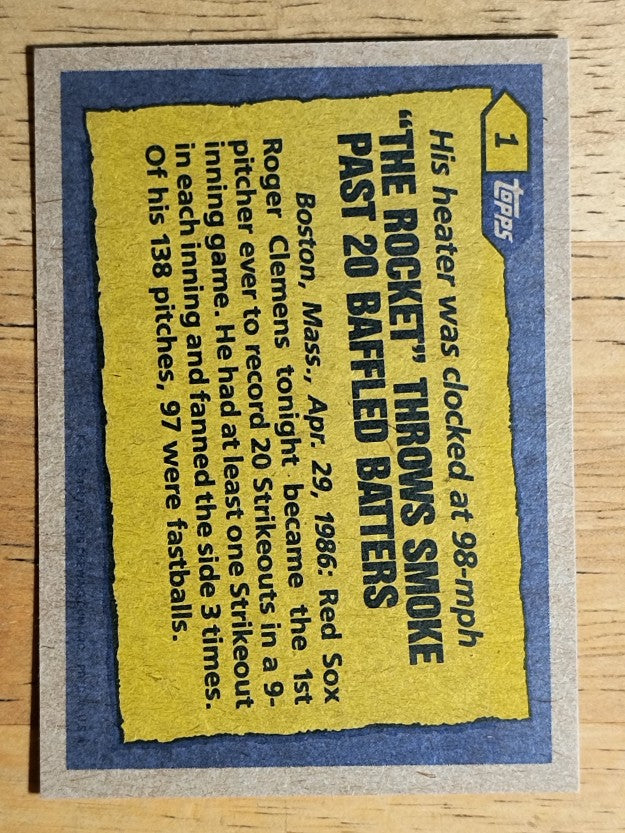 1987 Topps #1 Roger Clemens RB