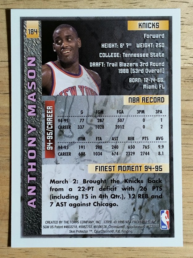 1995-96 Finest #184 Anthony Mason