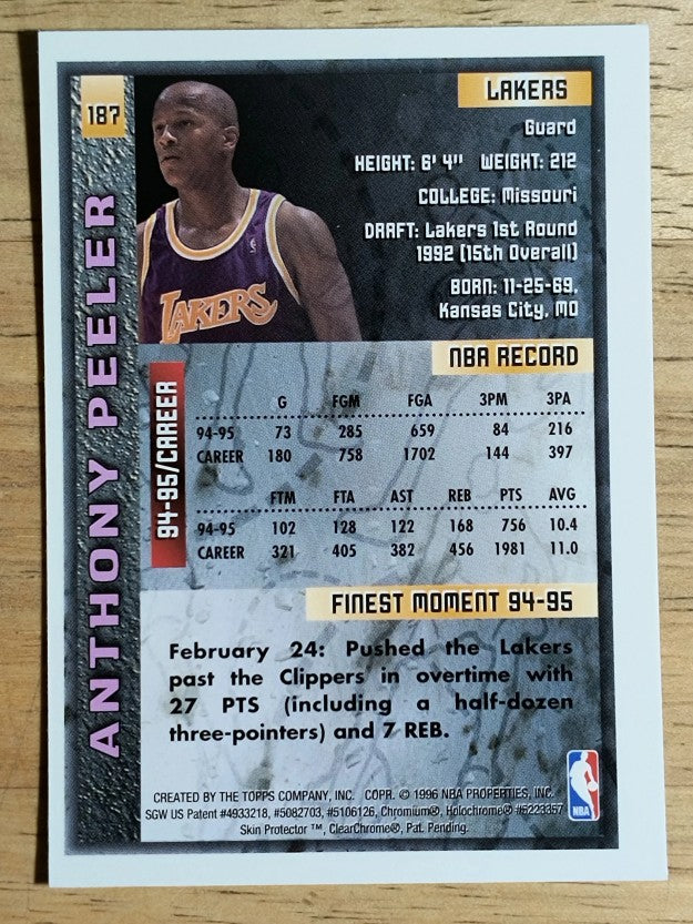 1995-96 Finest #187 Anthony Peeler
