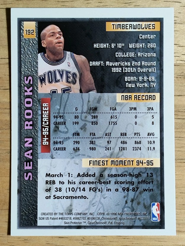 1995-96 Finest #192 Sean Rooks
