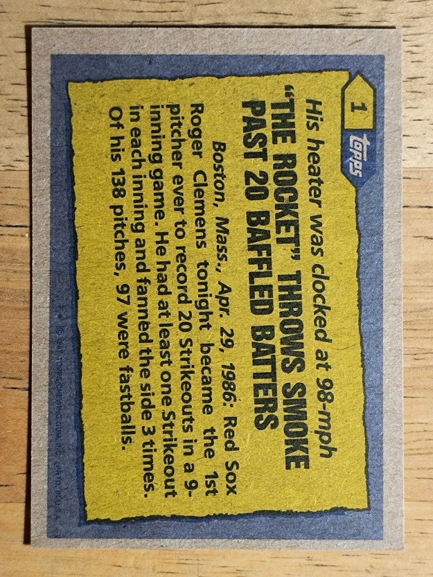 1987 Topps #1 Roger Clemens RB