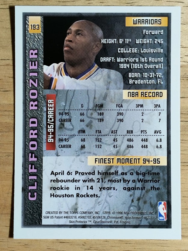 1995-96 Finest #193 Clifford Rozier