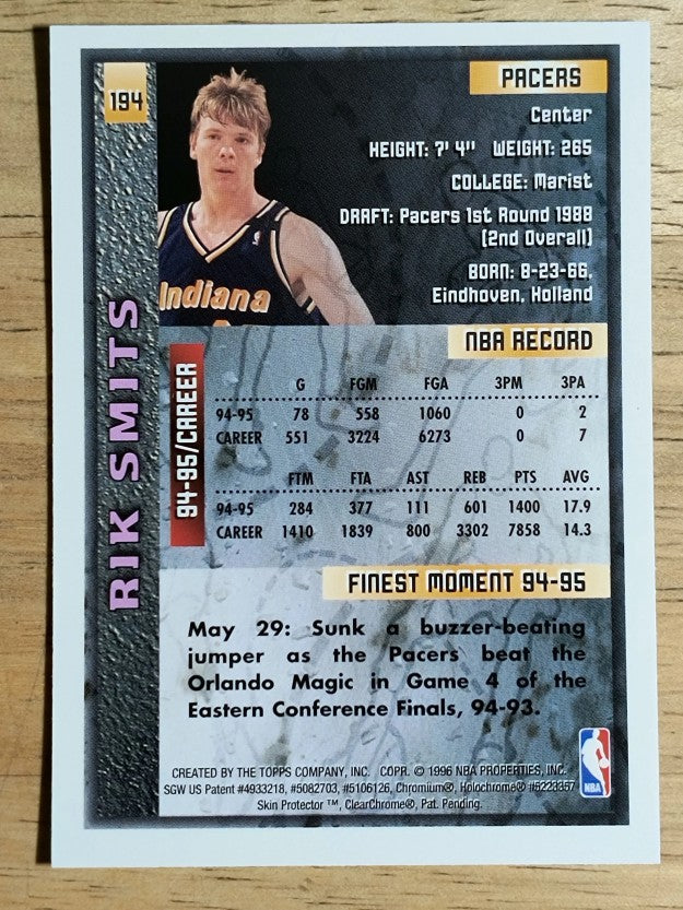 1995-96 Finest #194 Rik Smits