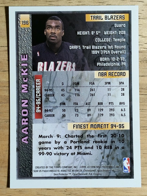 1995-96 Finest #196 Aaron McKie