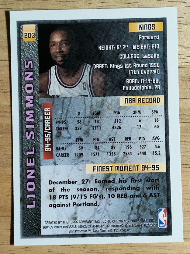 1995-96 Finest #203 Lionel Simmons