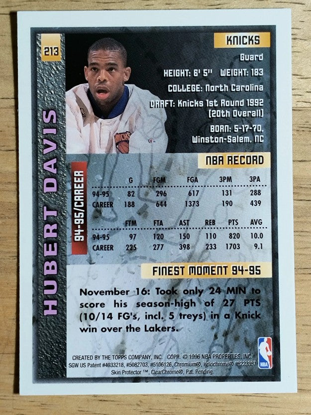 1995-96 Finest #213 Hubert Davis