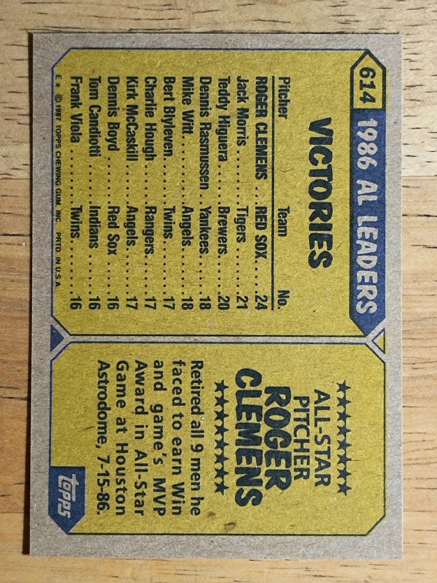 1987 Topps #614 Roger Clemens AS