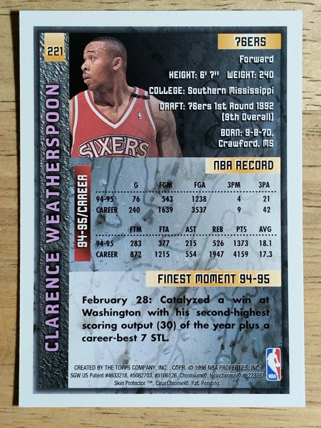 1995-96 Finest #221 Clarence Weatherspoon