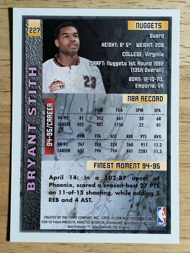 1995-96 Finest #227 Bryant Stith