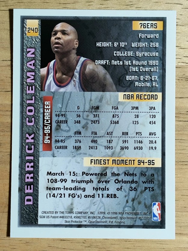 1995-96 Finest #240 Derrick Coleman
