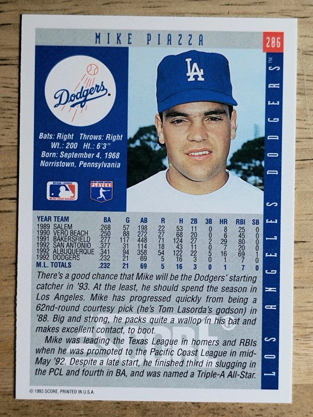 1993 Score #286 Mike Piazza
