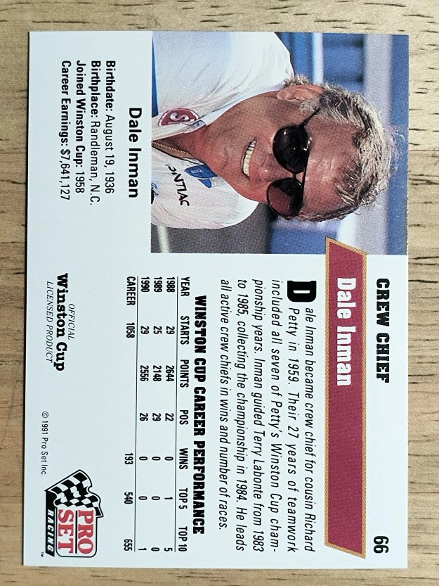 1991 Pro Set #66 Dale Inman