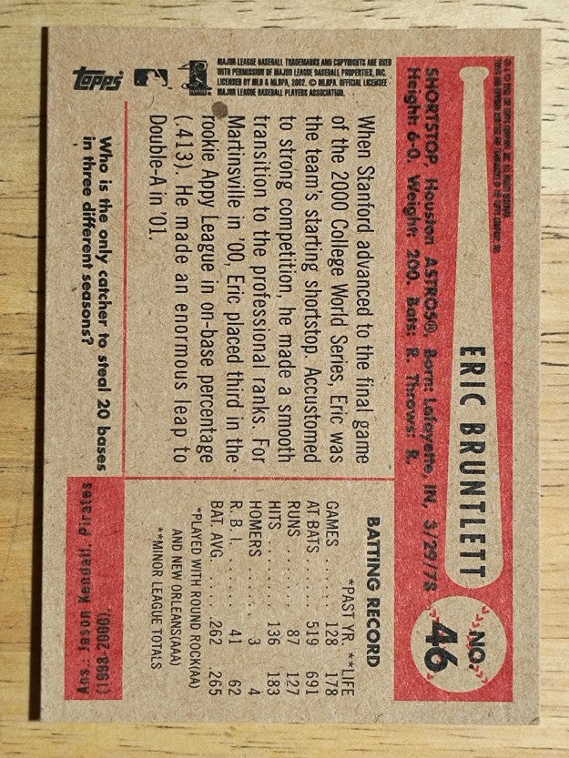 2002 Bowman Heritage #46 Eric Bruntlett RC