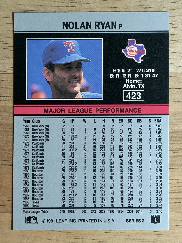 1991 Leaf #423 Nolan Ryan