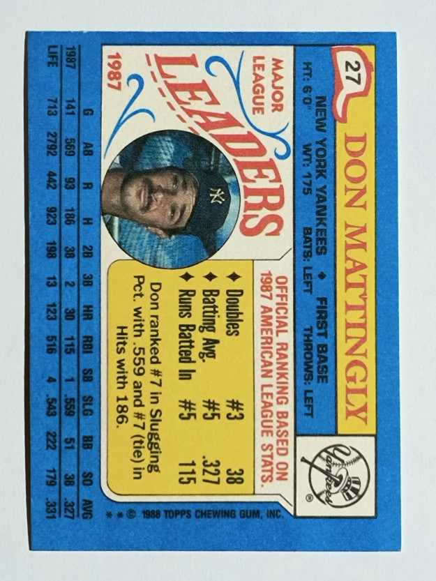 1988 Topps Mini Leaders #27 Don Mattingly