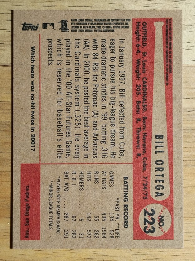 2002 Bowman Heritage #223 Bill Ortega