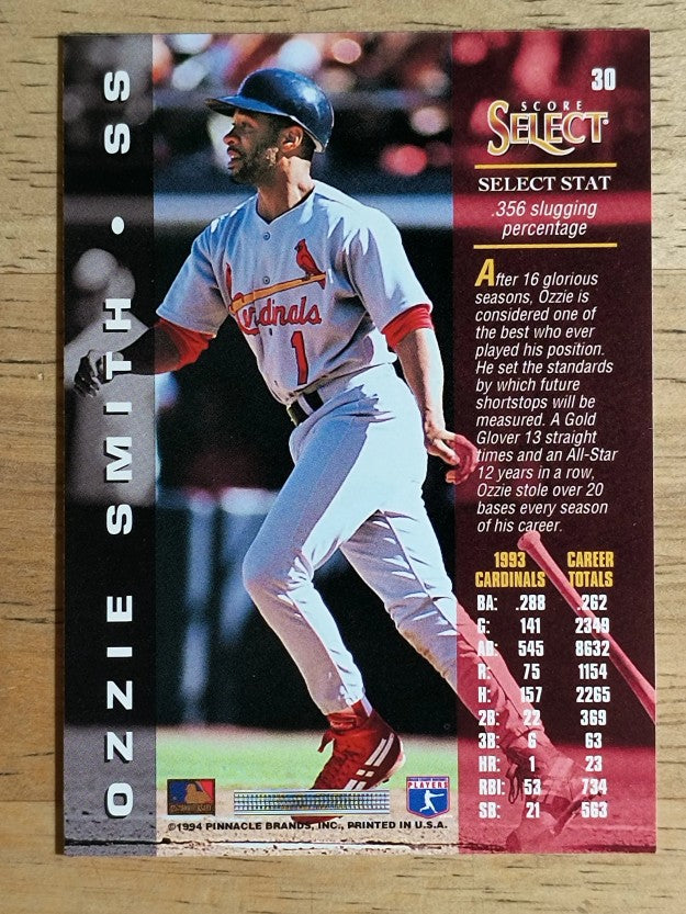 1994 Select #30 Ozzie Smith