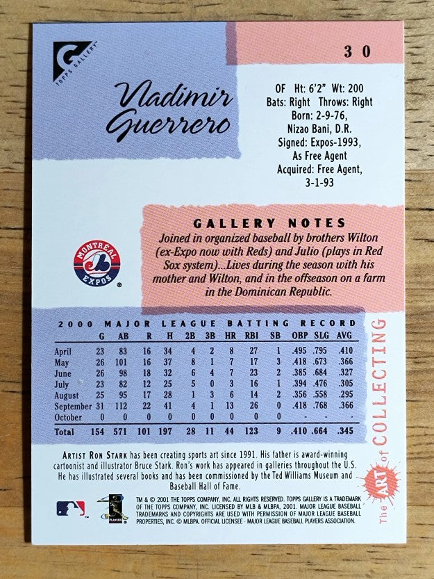2001 Topps Gallery #30 Vladimir Guerrero