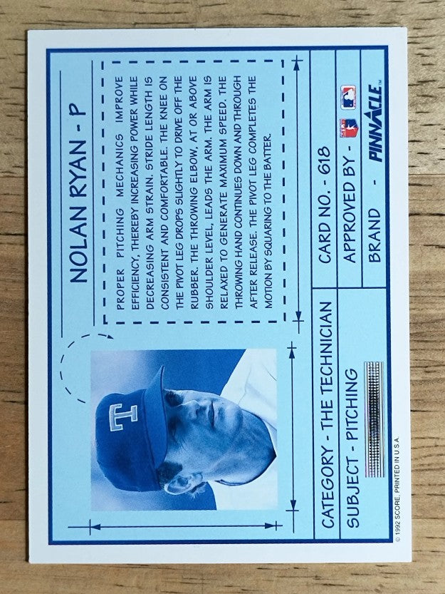 1992 Pinnacle #618 Nolan Ryan TECH