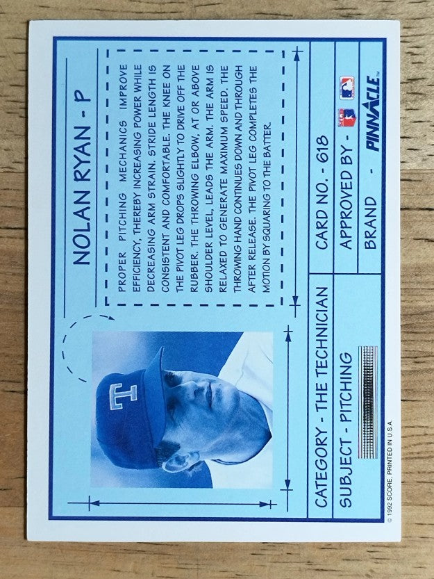 1992 Pinnacle #618 Nolan Ryan TECH