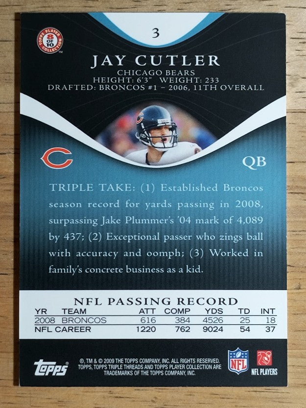 2009 Topps Triple Threads Sapphire #3 Jay Cutler