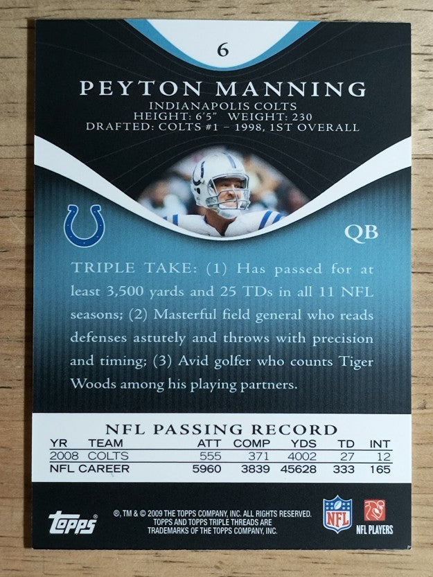 2009 Topps Triple Threads Sapphire #6 Peyton Manning