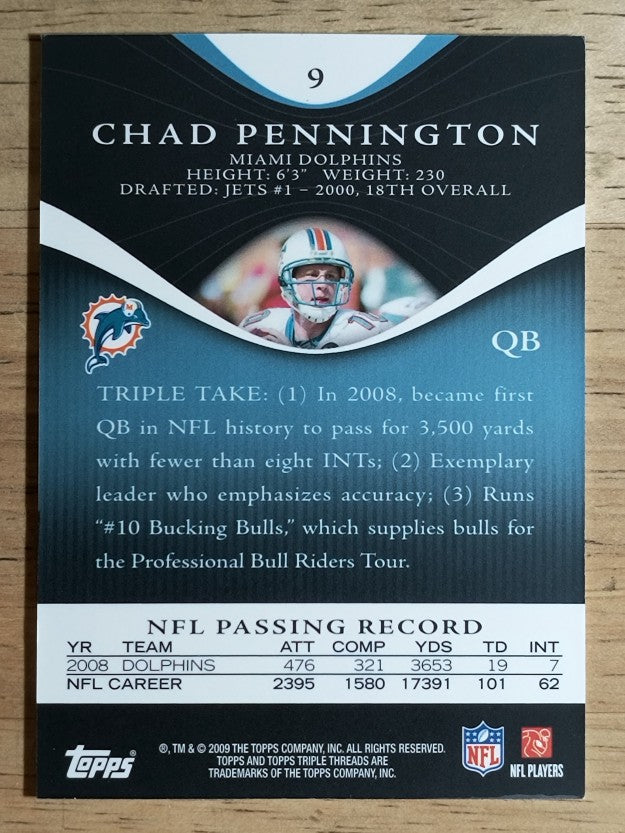 2009 Topps Triple Threads Sapphire #9 Chad Pennington