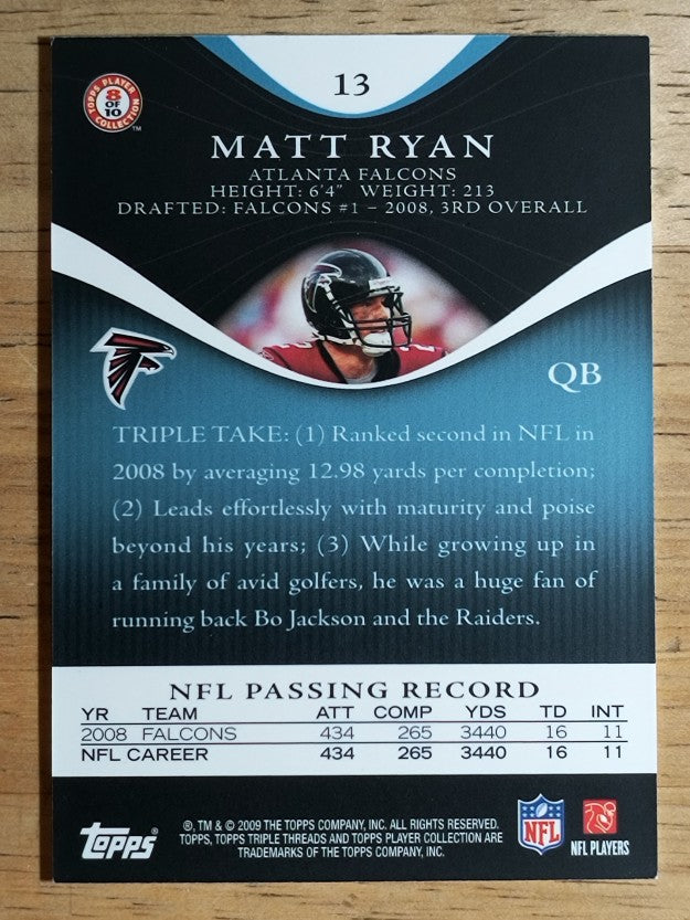 2009 Topps Triple Threads Sapphire #13 Matt Ryan