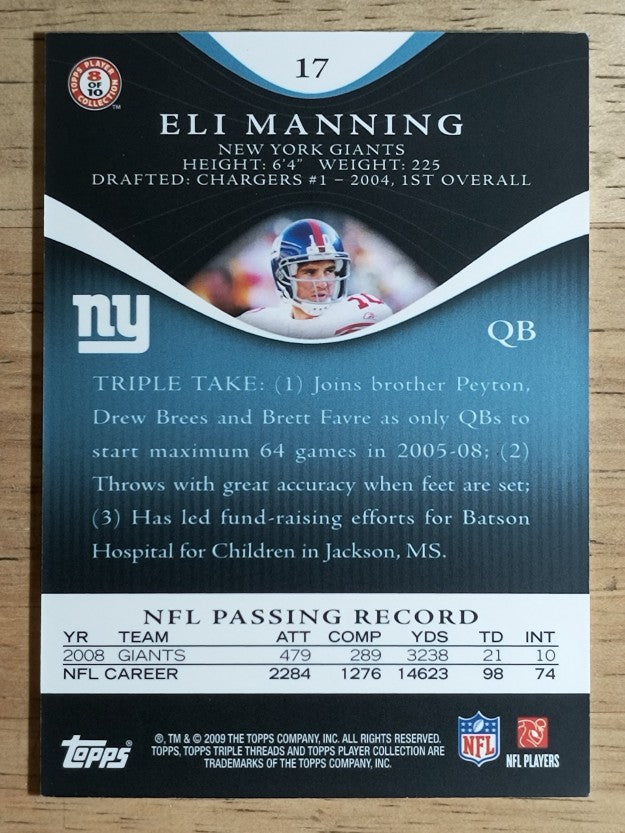 2009 Topps Triple Threads Sapphire #17 Eli Manning