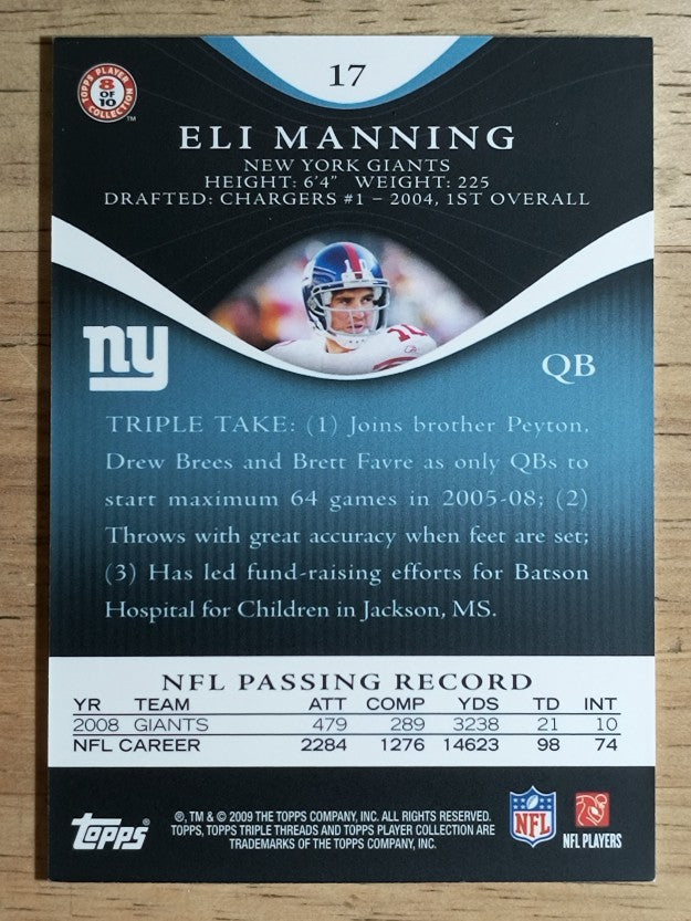 2009 Topps Triple Threads Sapphire #17 Eli Manning