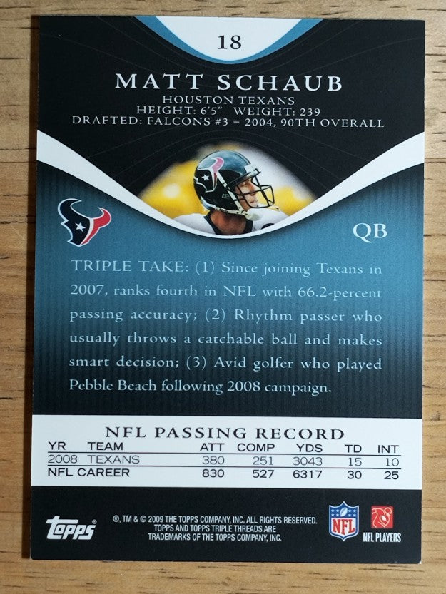 2009 Topps Triple Threads Sapphire #18 Matt Schaub