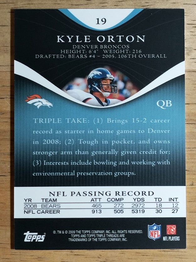 2009 Topps Triple Threads Sapphire #19 Kyle Orton