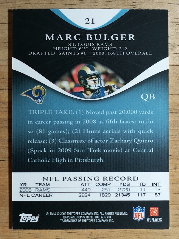 2009 Topps Triple Threads Sapphire #21 Marc Bulger