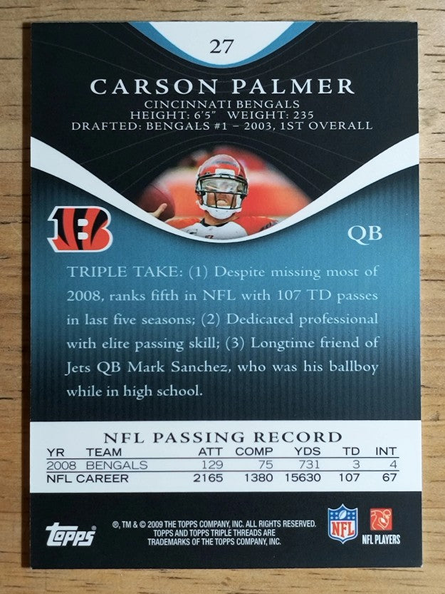 2009 Topps Triple Threads Sapphire #27 Carson Palmer