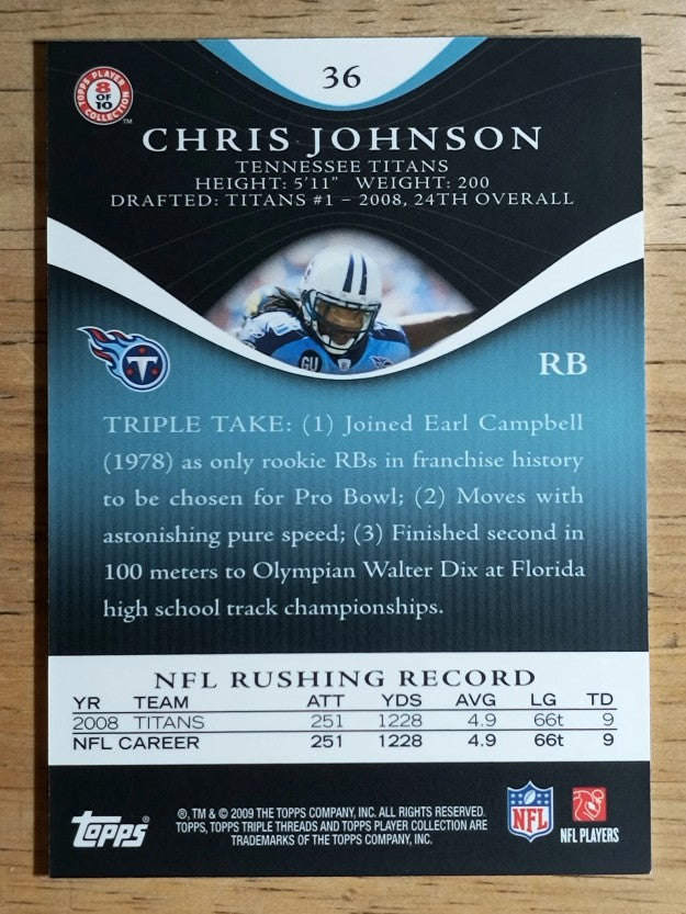 2009 Topps Triple Threads Sapphire #36 Chris Johnson