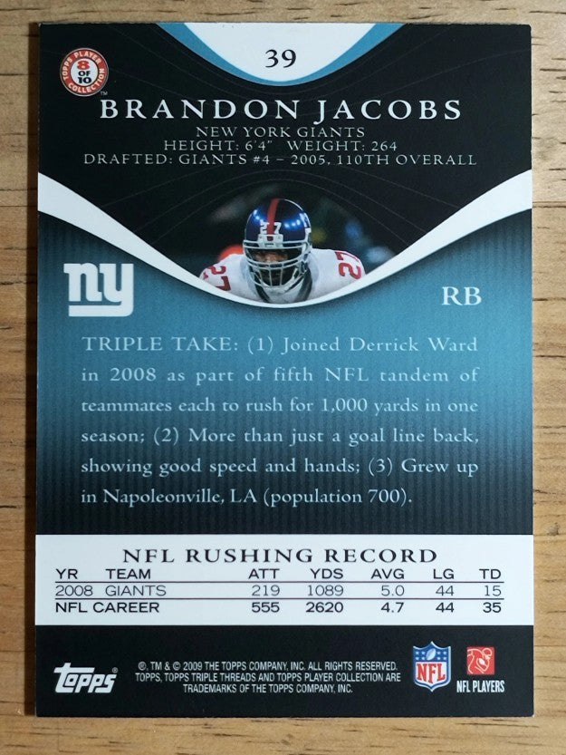 2009 Topps Triple Threads Sapphire #39 Brandon Jacobs