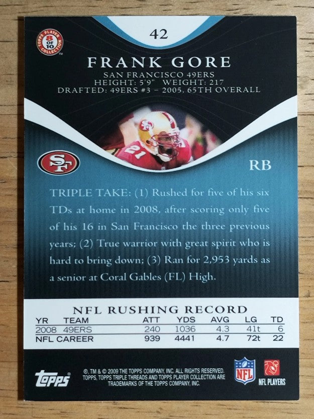 2009 Topps Triple Threads Sapphire #42 Frank Gore