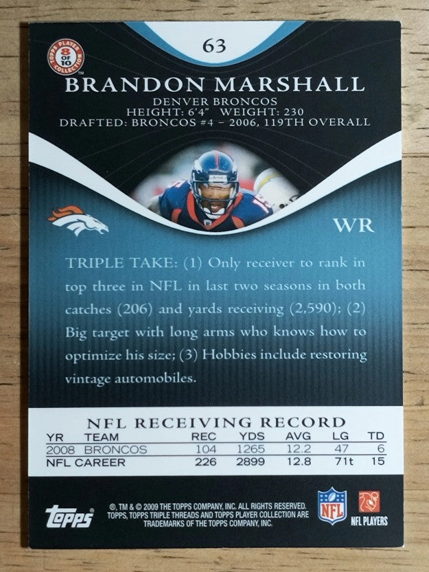 2009 Topps Triple Threads Sapphire #63 Brandon Marshall