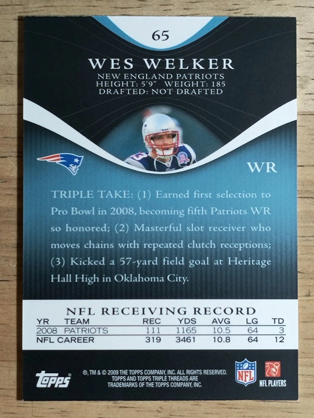2009 Topps Triple Threads Sapphire #65 Wes Welker