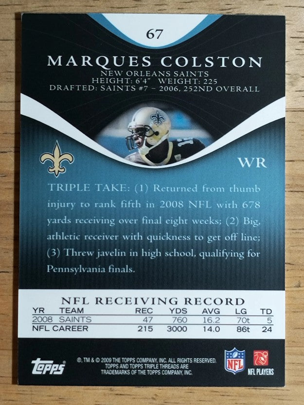 2009 Topps Triple Threads Sapphire #67 Marques Colston