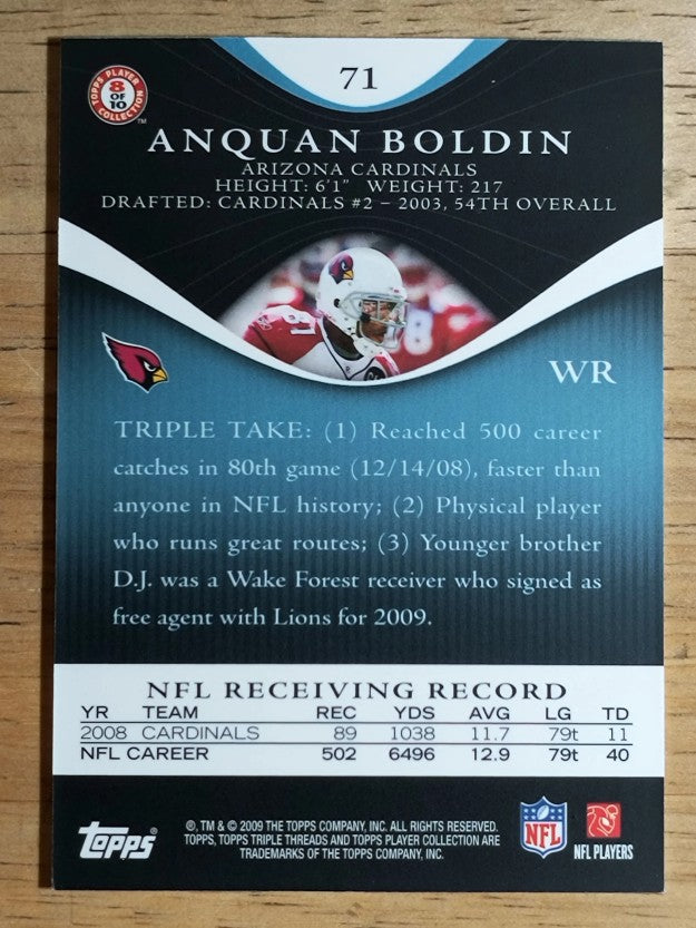 2009 Topps Triple Threads Sapphire #71 Anquan Boldin