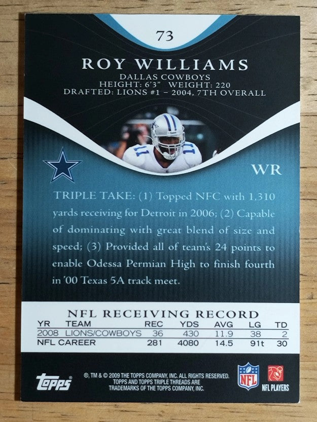 2009 Topps Triple Threads Sapphire #73 Roy Williams WR