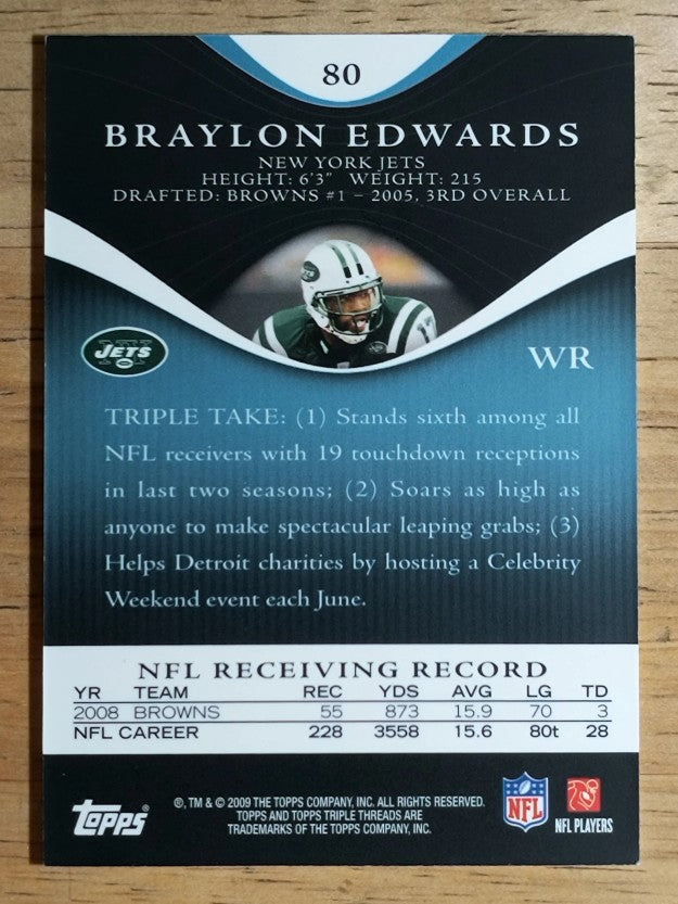 2009 Topps Triple Threads Sapphire #80 Braylon Edwards