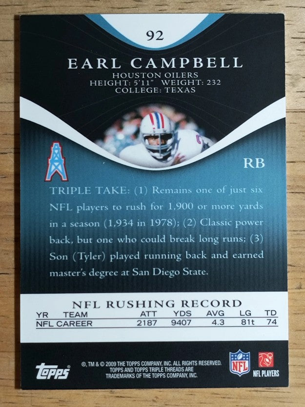2009 Topps Triple Threads Sapphire #92 Earl Campbell