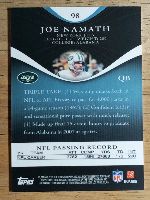2009 Topps Triple Threads Sapphire #98 Joe Namath
